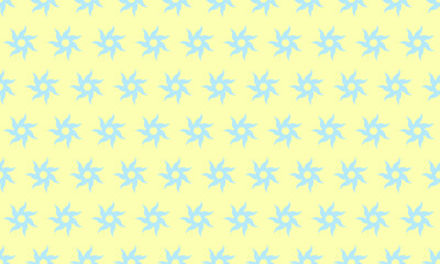 Pastel blue starburst pattern on a pale yellow background.  A cheerful, repetitive design ideal for textile prints, website backgrounds, or scrapbooking projects.