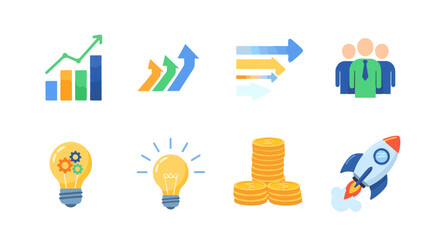 Business & Startup Icon Pack Flat Minimal Vector Icons for Growth, Finance, Innovation & Marketing