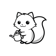 cute round faced cat character short ears fluffy