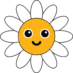 Cute smiling flower cartoon illustration