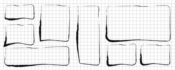 Hand-drawn style of various box shapes on graph paper 