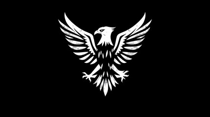 Monochrome Eagle Football Club Logo Design Featuring Bold White Emblem on Black Background, Symbol of Strength, Power, and Team Spirit for Sports Branding and Identity.