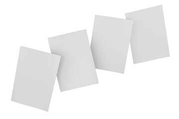 3D realistic blank A4 format paper flyer mockup isolated. Sheet design template for presentation poster, newspaper, flyer, brochure, cover, magazine, card, paper note, postcard, letter or invitation