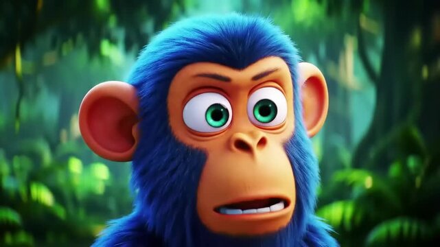Cartoon Monkey with Shocked Expression.