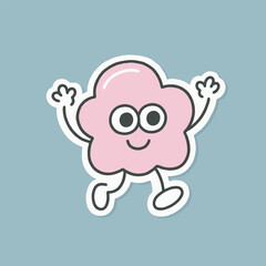 Pink Cloud Monster Cartoon Character Illustration
