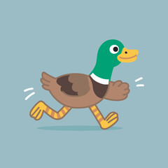 Brown Duck Quacking Cartoon Animal Illustration