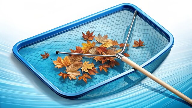 Pool Skimmer Net Filled With Colorful Leaves During Daylight