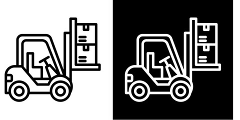 Forklift   Icon Set White Style Collection