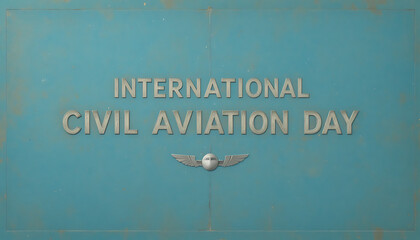 International civil aviation day text with airplane wings on a blue background 4k and hd image