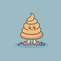 Poop Emoji with Shoes Cartoon Illustration