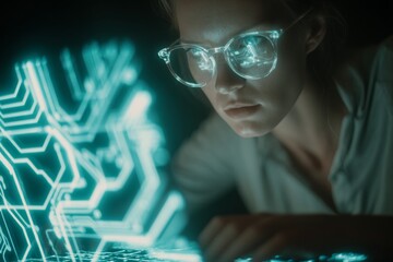 Navigating the digital labyrinth: modern data security insights. Intelligent design. Crafting security solutions in a cutting-edge digital workspace. Human technology. Human computer.