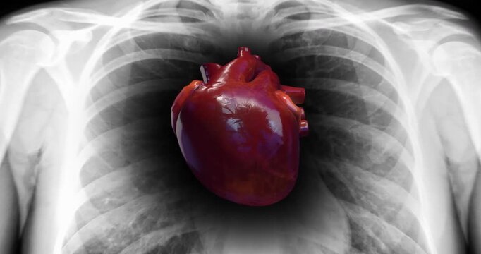 3D medical pumping heart and vein animation with bloodstream. Medical and health related 3D animation. 