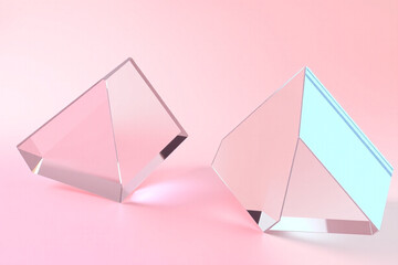 Futuristic Geometric Glass Shapes on Soft Background