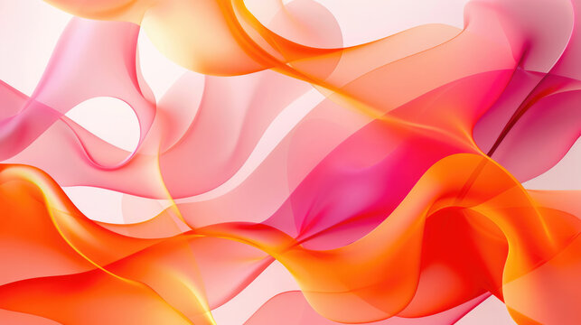 Vibrant flowing abstract waves with warm orange and pink translucent layers