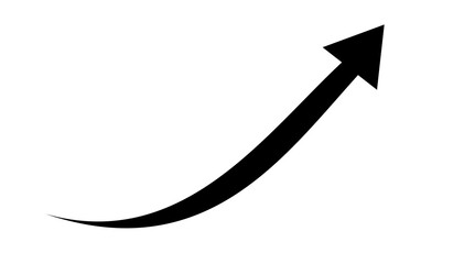 Black curved upward arrow symbol representing growth, progress, and business success for infographic and presentation design