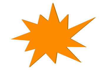Orange explosion burst shape with sharp edges on white background for sale stickers, comic design, and attention banners