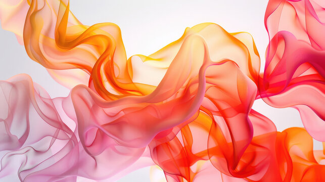 Vibrant flowing abstract waves with warm orange and pink translucent layers - Powered by Adobe