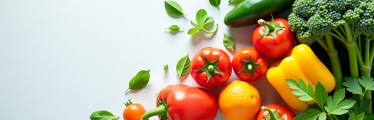 flat lay vibrant arrangement featuring assortment fresh vegetables paired crisp white notes minimalist