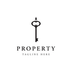 Retro luxury home or hotel or real estate key template logo with creative idea.