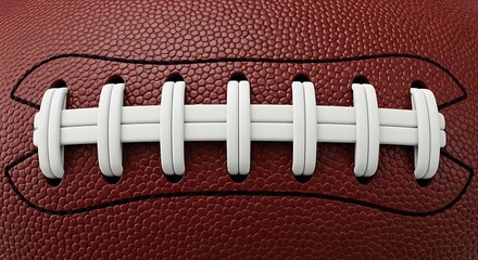 Detailed Close-up of White Laces on a Brown American Football