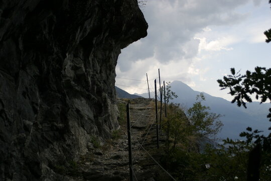 Mountain path in Val Codera (Alps), Lombardy, Italy.