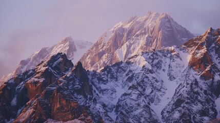 Obraz premium Epic Sunrise Over Majestic Mountain Range with Strong Side Lighting and Crisp Alpine Air