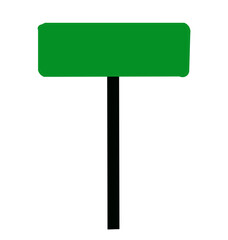 Blank green road signpost with directional arrow on an empty pole against the sky, ready for custom text or vector illustration on white background