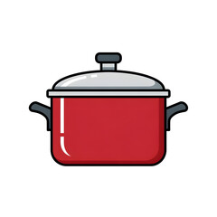Red cooking pot with lid isolated on transparent background