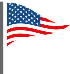 Waving American flag with stylized end