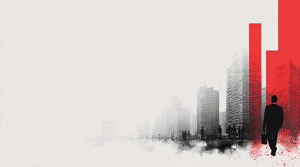 Businessman walking in modern city red concept