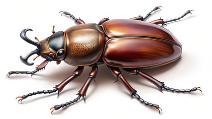 Shiny Brown Stag Beetle Showing Off His Exoskeleton