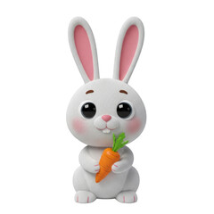 Obraz premium Cute White Bunny Holding Carrot isolated on a transparent background