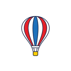 Naklejka premium Illustration of a red, white and blue hot air balloon isolated on transparent background