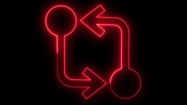 Glowing neon line of sign icon and up arrow isolated on transparent background. Growth business, economy, Neon glowing animation in neon circle.
