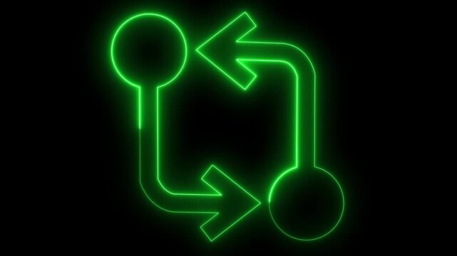 Glowing neon line of sign icon and up arrow isolated on transparent background. Growth business, economy, Neon glowing animation in neon circle.