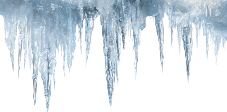 Icicle winter ice frost cold frozen stalactite shapes hang with crystal clarity