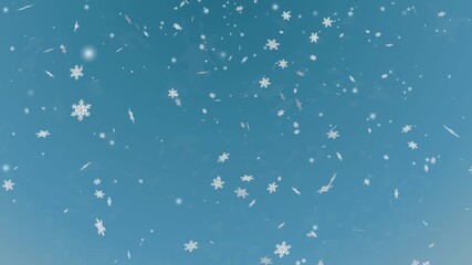 Christmas snow falling snowflakes on blue background winter holiday loop 4k . - Powered by Adobe