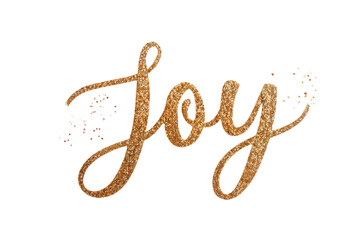 Glittering Joy word art on a transparent background, perfect for celebrations.