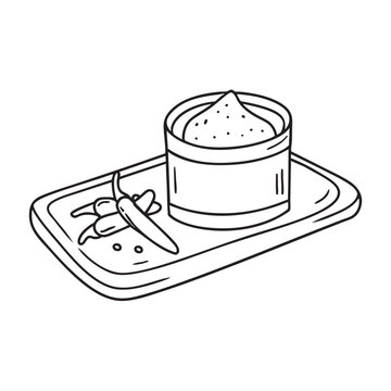 black and white chili sauce on tray clip art preview