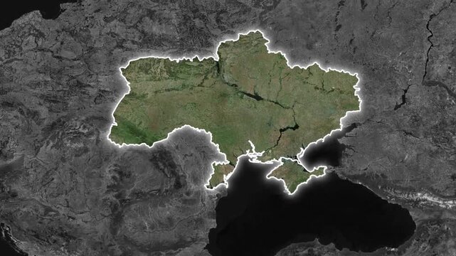 Zoom on the map of Ukraine in horizontal format