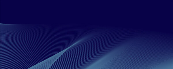 Abstract glowing wave lines on dark blue background. Dynamic wave pattern. Modern flowing wavy lines. Futuristic technology concept. Suit for banner, poster, cover, brochure, flyer, website