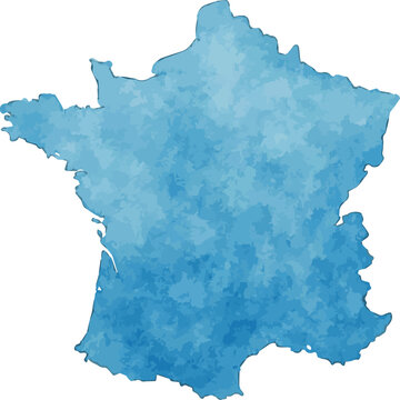 Vector watercolor illustration of map of France