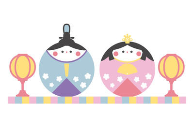 まるいかわいいひな人形のイラスト