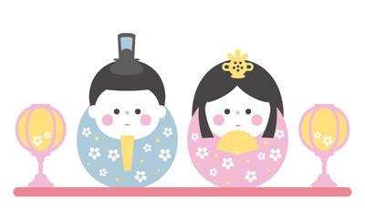 だるま型のかわいいひな人形のイラスト