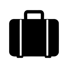 Stylized black silhouette illustration of a suitcase ready for travel and adventure