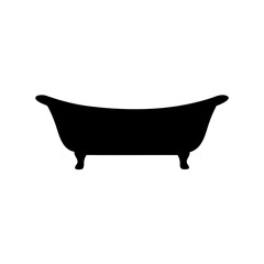 Elegant Clawfoot Bathtub Silhouette Isolated on White Background for Bathroom Design