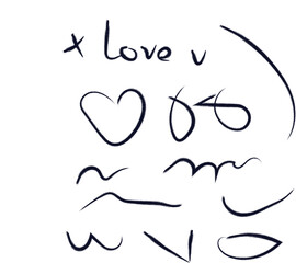 Drawing love Icon and text