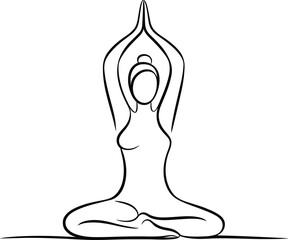 Yoga Sun Salutation Pose Line Art Icon Isolated on White Background – Minimal Yoga Vector Illustration