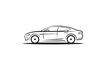 car side silhouette vector modern four door sedan outline