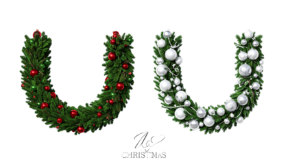 Festive Fir Garland Variations — isolated on transparent background